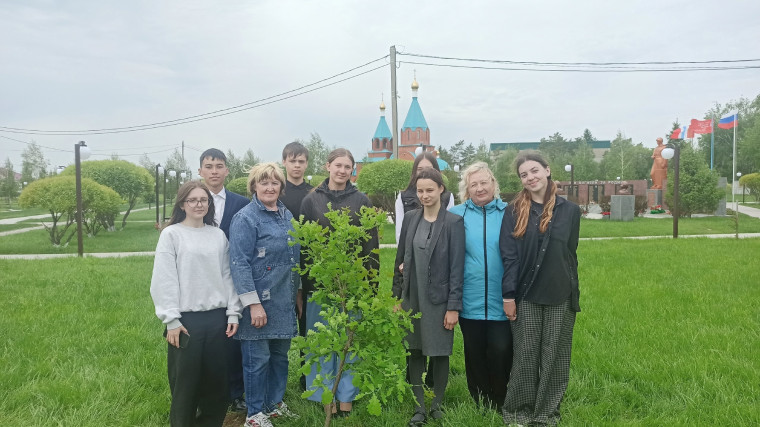 Выпускники МБОУ "Иртышская СОШ" посадили дуб в парке Победы.